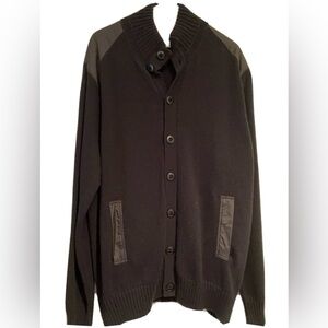 Arbor Way Cotton Black Button-Up Men’s Cardigan Sweater Sz XL